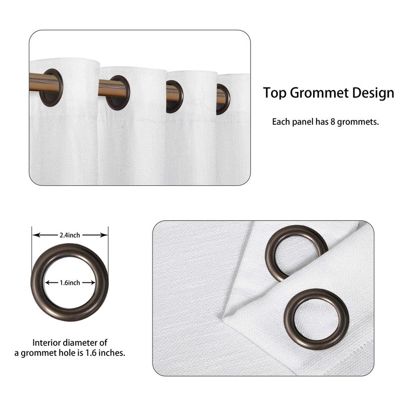 LORDTEX Linen Look Textured Blackout Curtains with Thermal Insulated Liner - Heavy Thick Grommet Window Drapes for Bedroom, 50 x 95 Inches, White, Set of 2 Panels - Image 3